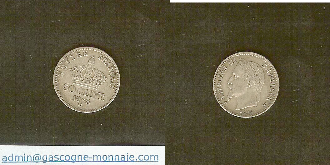 50 centimes Napoléon III 1868BB EF